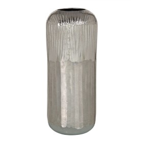 Buy Vase Silver Aluminium 15 x 15 x 38 cm