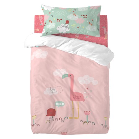 Duvet cover set HappyFriday Moshi Moshi Hola Multicolour Baby Crib 2 Pieces | Tienda24 Tienda24.eu