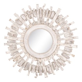 Wall mirror Teak White 80 x 8 x 80 cm by BigBuy Home, Wall-Mounted Mirrors - Ref: S8802349, Price: 134,83 €, Discount: %