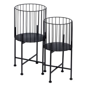 Set de pots de fleurs 28 x 28 x 51 cm Noir Métal (2 Unités) de BigBuy Garden, Cache-pots - Réf : S8802420, Prix : 34,18 €, Re...