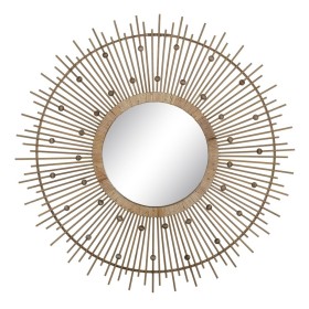 Wall mirror Natural 90 x 3 x 90 cm Bamboo by BigBuy Home, Wall-Mounted Mirrors - Ref: S8802434, Price: 82,47 €, Discount: %