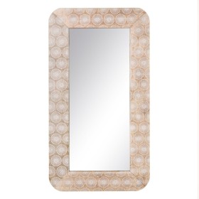 Miroir mural DKD Home Decor 90 x 1,5 x 90 cm Verre Naturel Blanc Bois de manguier Indien Décapé | Tienda24 - Global Online Shop Tienda24.eu