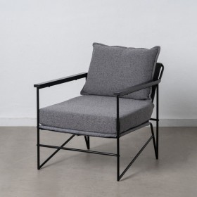 Fauteuil 69 x 79 x 82 cm Tissu Synthétique Gris Métal de BigBuy Home, Chaises - Réf : S8802492, Prix : 147,45 €, Remise : %