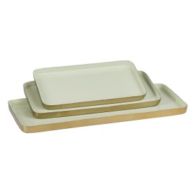 Bandeja de Aperitivos 47 x 20,5 x 2 cm Dorado Verde Hierro 3 Piezas de BigBuy Home, Platos y fuentes - Ref: S8802536, Precio:...