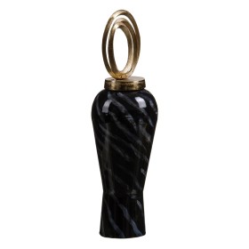 Compre Vaso Cristal Preto Dourado Metal 15 x 15 x