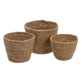 Conjunto de Cestas Castanho Natural Juta 42 x 42 x 13 cm (3 Unidades) | Tienda24 - Global Online Shop Tienda24.eu