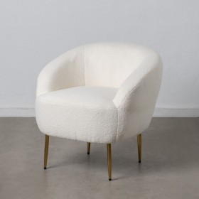 Sillón 75 x 70 x 74 cm Tejido Sintético Metal Blanco de BigBuy Home, Sillas - Ref: S8802933, Precio: 196,63 €, Descuento: %