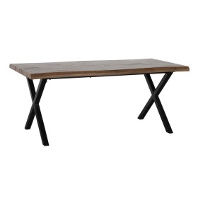 Table de Salle à Manger Noir Métal Marron 180 x 90 x 75 cm DMF de BigBuy Home, Tables - Réf : S8803088, Prix : 419,76 €, Remi...