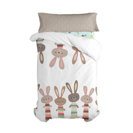 Juego de funda nórdica HappyFriday Moshi Moshi Rabbit Family Multicolor Cama de 80/90 2 Piezas | Tienda24 Tienda24.eu