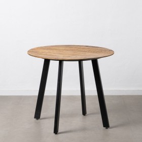 Table de Salle à Manger 90 x 90 x 77 cm Naturel Noir Bois Fer de BigBuy Home, Tables - Réf : S8803172, Prix : 238,70 €, Remis...