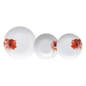 Louça 18 Peças Porcelana 1 cm Papoila de BigBuy Home, Louças combinadas - Ref: S8803263, Preço: 66,60 €, Desconto: %