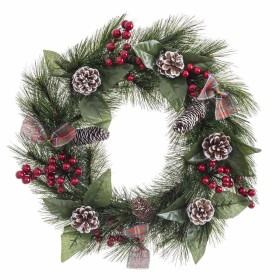 Corona de Navidad Blanco Rojo Verde Natural PVC 40 cm de BigBuy Christmas, Navidad - Ref: S8803593, Precio: 22,45 €, Descuent...