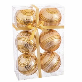 Weihnachtsbaumkugeln Gold Kunststoff Spirale 8 x 8 x 8 cm (6 Stück) von BigBuy Christmas, Weihnachten - Ref: S8803620, Preis:...