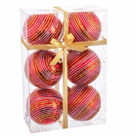 Boules de Noël Rouge Plastique Spirale 8 x 8 x 8 cm (6 Unités) de BigBuy Christmas, Noël - Réf : S8803621, Prix : 7,03 €, Rem...