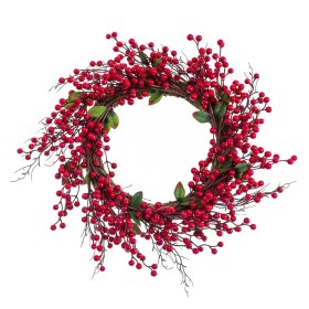 Couronne de Noël Rouge Vert Rotin Plastique 45 x 45 cm de BigBuy Christmas, Noël - Réf : S8803678, Prix : 27,75 €, Remise : %