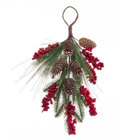 Door Hanger Christmas Red Green Natural Plastic Pineapples 42 cm by BigBuy Christmas, Christmas - Ref: S8803690, Price: 11,48...