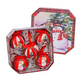 Boules de Noël Rouge Multicouleur Papier Polyfoam Bonhomme de Neige 7,5 x 7,5 x 7,5 cm (5 Unités) de BigBuy Christmas, Noël -...