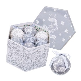 Boules de Noël Argenté Argent Papier Polyfoam Cerf 7,5 x 7,5 x 7,5 cm (14 Unités) de BigBuy Christmas, Noël - Réf : S8803747,...