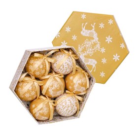 Christmas Baubles Golden Paper Polyfoam Deer 7,5 x 7,5 x 7,5 cm (7 Units) by BigBuy Christmas, Christmas - Ref: S8803749, Pri...