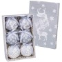 Boules de Noël Blanc Argenté Papier Polyfoam Cerf 7,5 x 7,5 x 7,5 cm (6 Unités) de BigBuy Christmas, Noël - Réf : S8803750, P...