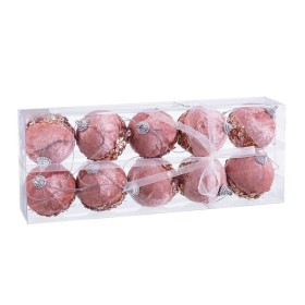 Boules de Noël Rose Doré Polyfoam Tissu 6 x 6 x 6 cm (10 Unités) de BigBuy Christmas, Noël - Réf : S8803862, Prix : 9,08 €, R...