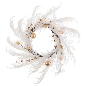 Couronne de Noël Blanc Doré Plastique 60 cm de BigBuy Christmas, Noël - Réf : S8803867, Prix : 42,57 €, Remise : %