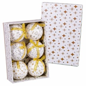 Bolas de Navidad Blanco Dorado Papel Polyfoam 7,5 x 7,5 x 7,5 cm (6 Unidades) de BigBuy Christmas, Navidad - Ref: S8803910, P...