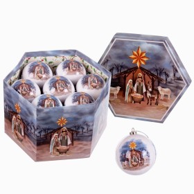 Boules de Noël Multicouleur Papier Polyfoam Naissance/Crèche 7,5 x 7,5 x 7,5 cm (14 Unités) de BigBuy Christmas, Noël - Réf :...