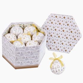 Boules de Noël Blanc Doré Papier Polyfoam 7,5 x 7,5 x 7,5 cm (14 Unités) de BigBuy Christmas, Noël - Réf : S8803914, Prix : 2...