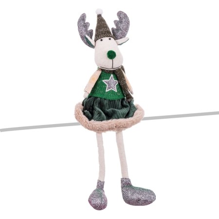 Christmas bauble Green Multicolour Sand Fabric Reindeer 12 x 5 x 42 cm | Tienda24 - Global Online Shop Tienda24.eu