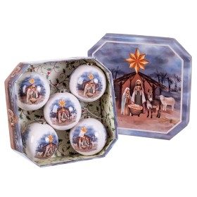 Boules de Noël Multicouleur Papier Polyfoam Naissance/Crèche 7,5 x 7,5 x 7,5 cm (5 Unités) de BigBuy Christmas, Noël - Réf : ...