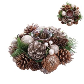 Portavelas Navideño Dorado Natural Plástico Foam 19 x 19 x 9 cm de BigBuy Christmas, Navidad - Ref: S8803971, Precio: 13,26 €...