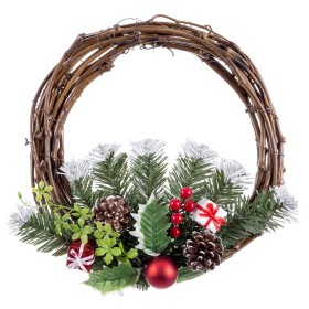 Coroa de Natal Vermelho Multicolor Rotim Plástico Abacaxis 30 cm de BigBuy Christmas, Natal - Ref: S8804037, Preço: 12,90 €, ...