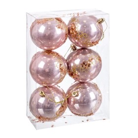 Boules de Noël Rose Plastique 8 cm (6 Unités) de BigBuy Christmas, Noël - Réf : S8804068, Prix : 9,52 €, Remise : %