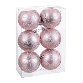 Boules de Noël Rose Plastique 8 cm (6 Unités) de BigBuy Christmas, Noël - Réf : S8804069, Prix : 9,57 €, Remise : %