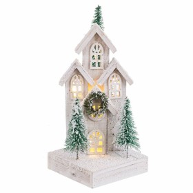 Adorno Navideño Blanco Verde Madera Plástico Pueblo 16 x 16 x 38 cm de BigBuy Christmas, Navidad - Ref: S8804116, Precio: 25,...