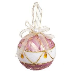 Boules de Noël Blanc Rose Polyfoam Tissu 10 x 10 x 10 cm (3 Unités) de BigBuy Christmas, Noël - Réf : S8804127, Prix : 7,11 €...