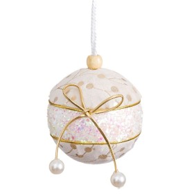 Bolas de Navidad Blanco Dorado Polyfoam Tejido Lazo 10 x 10 x 10 cm (3 Unidades) de BigBuy Christmas, Navidad - Ref: S8804139...