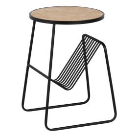 Petite Table d'Appoint Noir Naturel Fer Bois MDF 46 x 48 x 66 cm de BigBuy Home, Tables - Réf : S8804373, Prix : 113,50 €, Re...