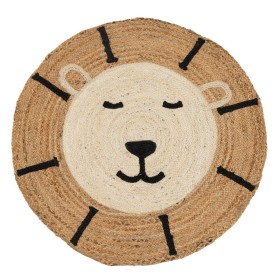 Tapis Lion Blanc Beige 100 % Jute 100 x 100 cm de BigBuy Home, Tapis - Réf : S8804442, Prix : 30,72 €, Remise : %