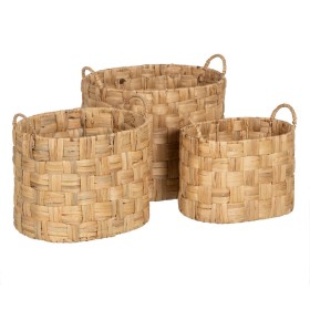 Cesta Decorativa Pompons Branco Natural Junco 8 L 32 x 30 x 32 cm (8 Unidades) | Tienda24 - Global Online Shop Tienda24.eu