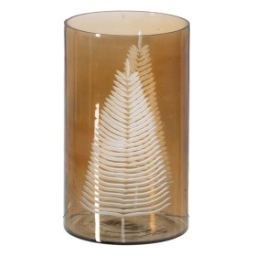 Candélabre circulaire avec support Noël Blanc Verre Paraffine 21,7 x 13,3 x 3,8 cm | Tienda24 - Global Online Shop Tienda24.eu