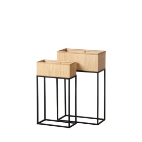 Set de Maceteros Negro Natural Hierro 50 x 25 x 80 cm (2 Unidades) de BigBuy Garden, Maceteros - Ref: S8804865, Precio: 66,51...