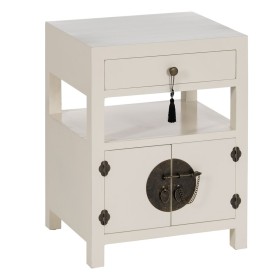 Mesa de Cabeceira Alexandra House Living Branco Castanho Madeira MDP 29 x 59 x 29 cm 1 porta | Tienda24 - Global Online Shop Tienda24.eu