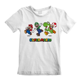 Kurzarm-T-Shirt für Kinder Super Mario Running Pose Weiß