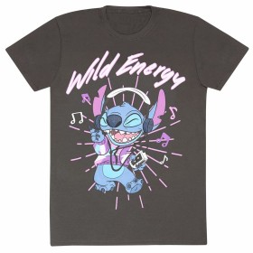 Camisola de Manga Curta Stitch Wild Energy Grafite Unissexo
