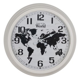 Horloge Murale Mappemonde Blanc Noir Fer 70 x 70 x 6,5 cm de BigBuy Home, Pendules murales - Réf : S8805114, Prix : 75,33 €, ...