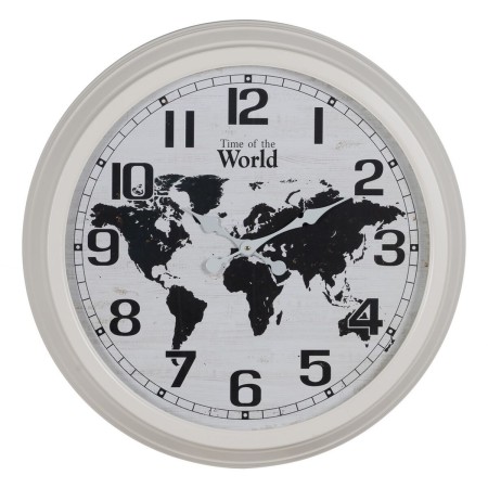 Wall Clock World Map White Black Iron 70 x 70 x 6,5 cm | Tienda24 - Global Online Shop Tienda24.eu