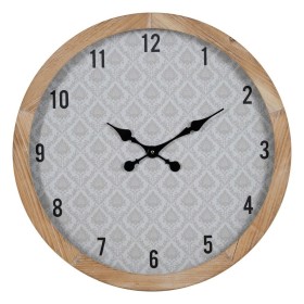 Reloj de Pared Blanco Natural Madera Cristal 60 x 60 x 6,5 cm de BigBuy Home, Relojes de pared - Ref: S8805118, Precio: 59,10...