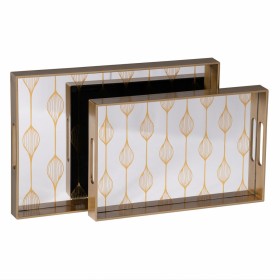 bandeja de aperitivos Dourado PVC Cristal 45 x 31 x 4,2 cm (2 Unidades) de BigBuy Home, Pratos e fontes - Ref: S8805201, Preç...